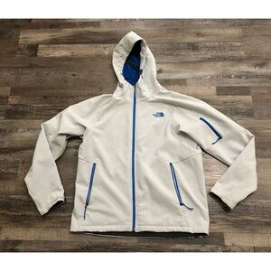 The North Face softshell Hooded Jacket Mens Large Gray & Blue Full Zip
